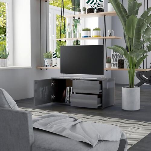 Tv-skab 80x34x36 cm spånplade grå højglans
