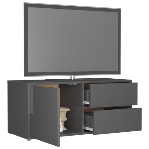 Tv-skab 80x34x36 cm spånplade grå højglans