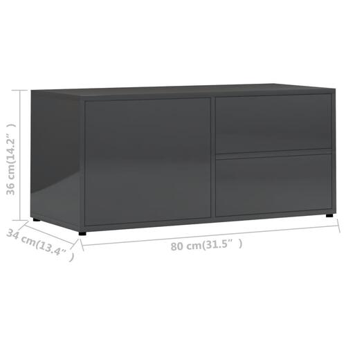 Tv-skab 80x34x36 cm spånplade grå højglans