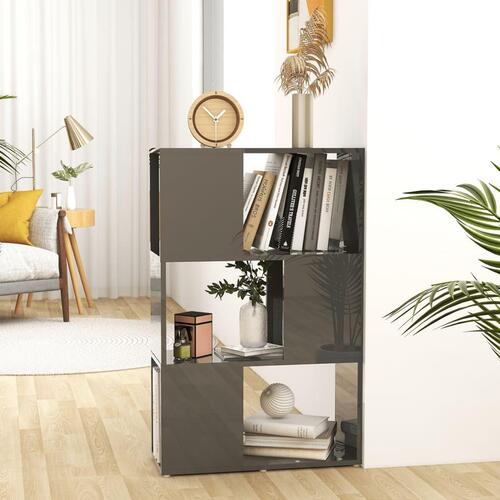 Bogskab/rumdeler 60x24x94 cm spånplade grå højglans