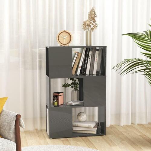 Bogskab/rumdeler 60x24x94 cm spånplade grå højglans