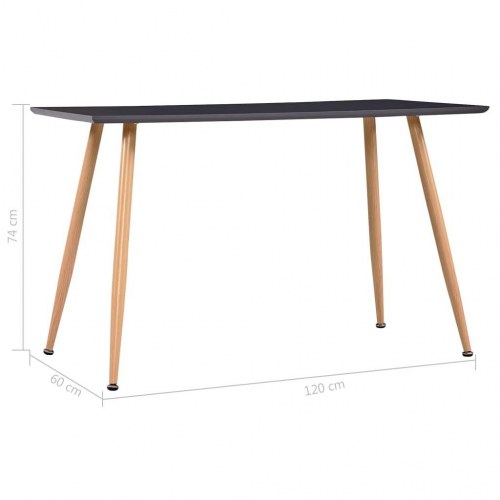 Spisebord 120 × 60 × 74 cm - MDF grå med ben i egetræsfarve