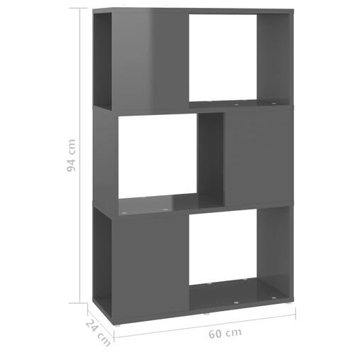 Bogskab/rumdeler 60x24x94 cm spånplade grå højglans