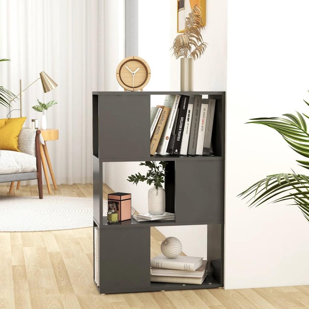 Bogreol/rumdeler 60x24x94 cm konstrueret træ grå