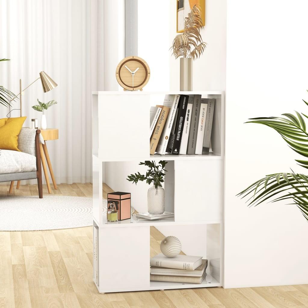 Bogreol/rumdeler 60x24x94 cm konstrueret træ hvid højglans