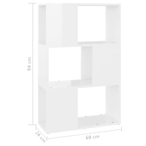 Bogskab/rumdeler 60x24x94 cm spånplade hvid højglans