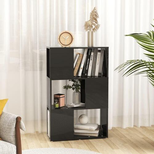 Bogskab/rumdeler 60x24x94 cm spånplade sort højglans