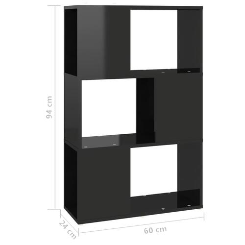 Bogskab/rumdeler 60x24x94 cm spånplade sort højglans