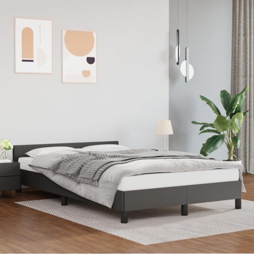 Sengeramme med hovedgærde uden madras Grå 120x200 cm