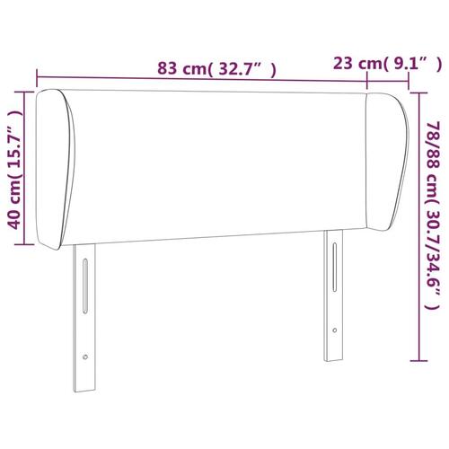 Sengegavl med kanter 83x23x78/88 cm stof cremefarvet