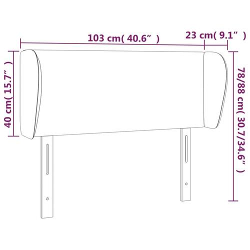 Sengegavl med kanter 103x23x78/88 cm stof cremefarvet