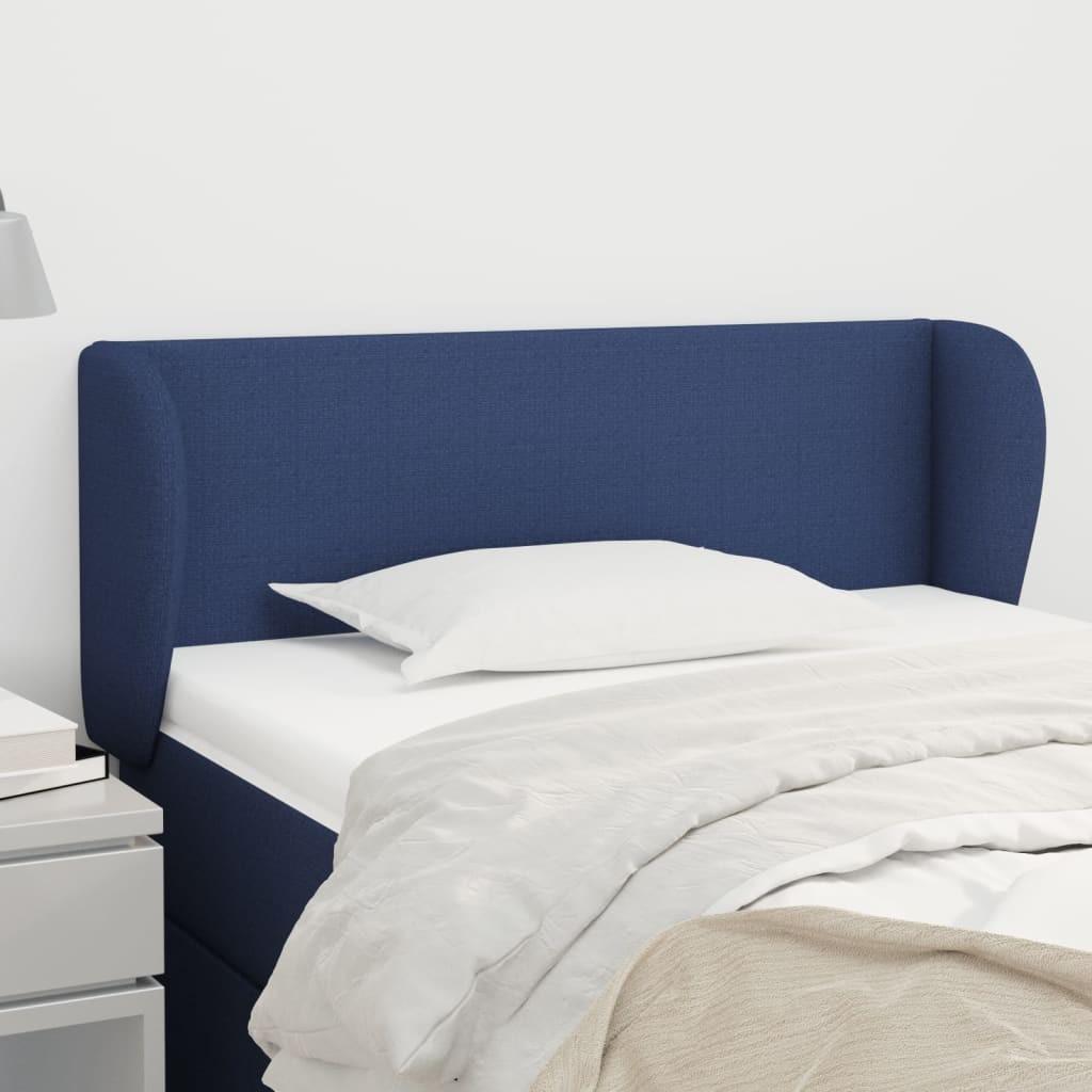 Sengegavl med kanter 103x23x78/88 cm stof blå