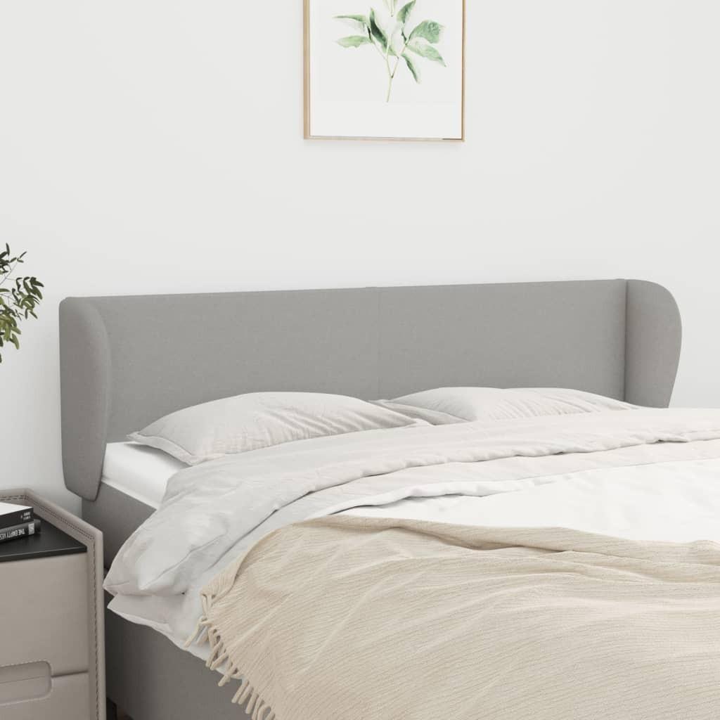 Sengegavl med kanter 147x23x78/88cm stof lysegrå billede