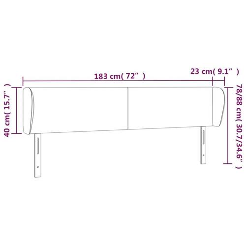 Sengegavl med kanter 183x23x78/88 cm stof cremefarvet