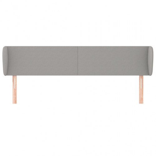 Sengegavl med kanter i stof 203 x 23 x 78/88 cm - lysegrå