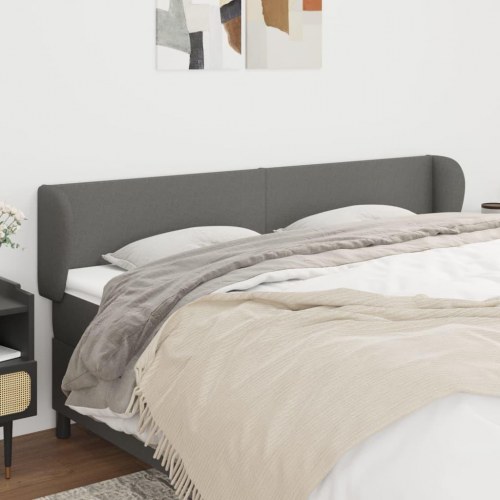 Sengegavl med kanter 203 x 23 x 78/88 cm - mørkegrå