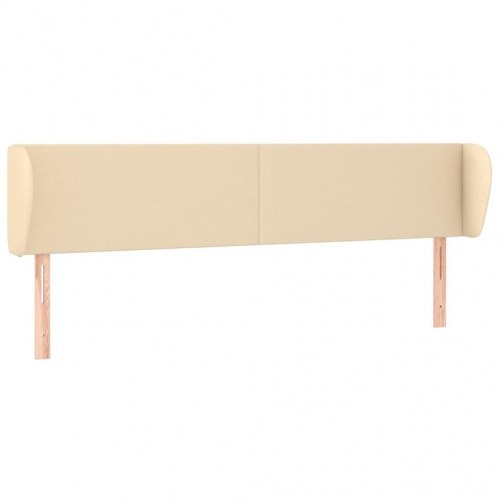 Sengegavl med kanter i stof - cremefarvet, 203 x 23 x 78/88 cm
