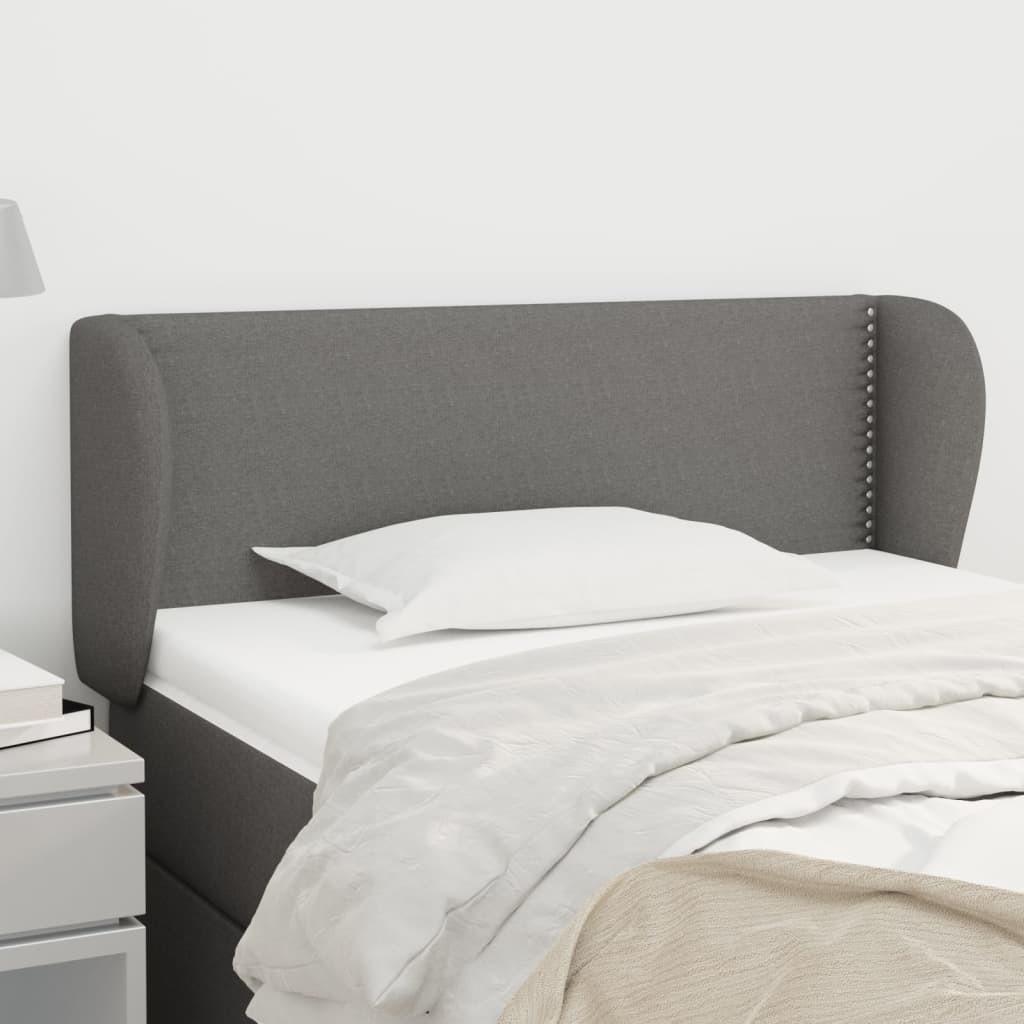 Sengegavl med kanter 83x23x78/88 cm stof mørkegrå