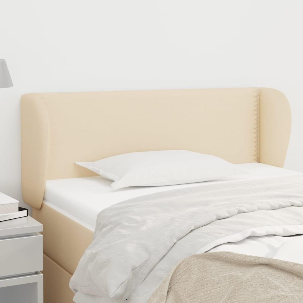 Sengegavl med kanter 83x23x78/88 cm stof cremefarvet