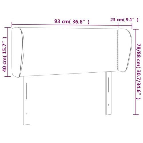Sengegavl med kanter 93x16x78/128 cm stof lysegrå
