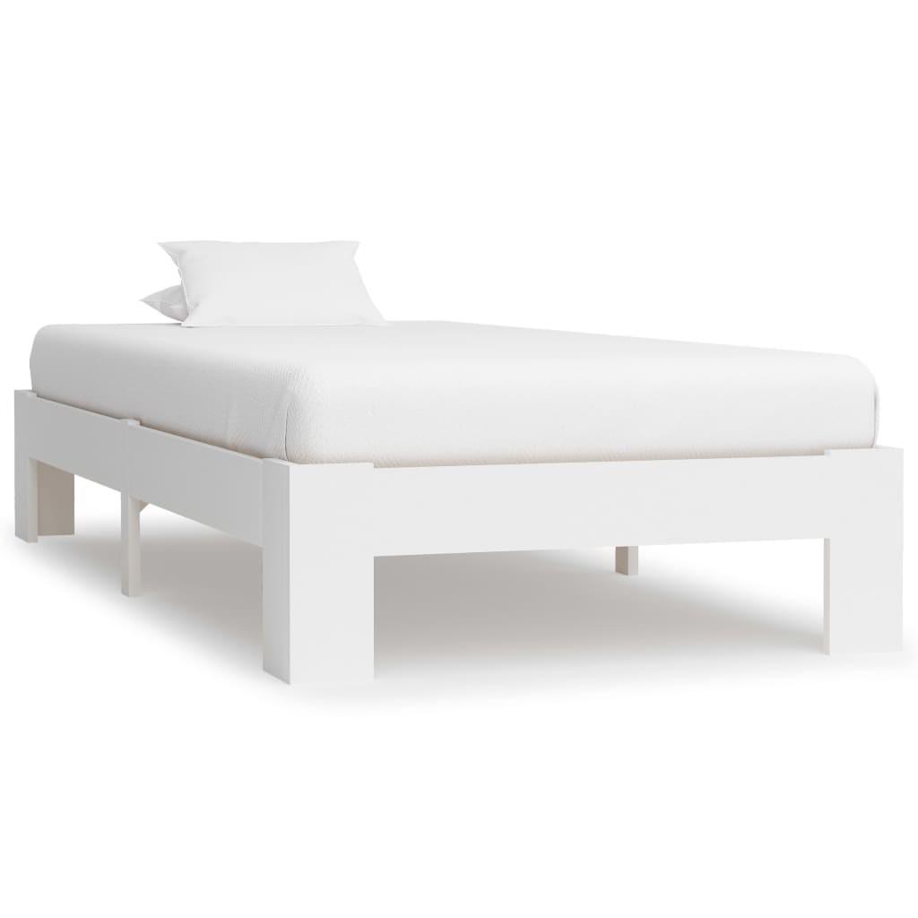 Sengestel massivt fyrretræ 90 x 200 cm hvid