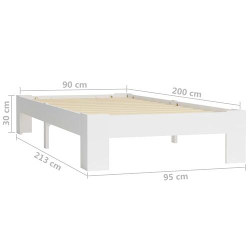 Sengestel massivt fyrretræ 90 x 200 cm hvid