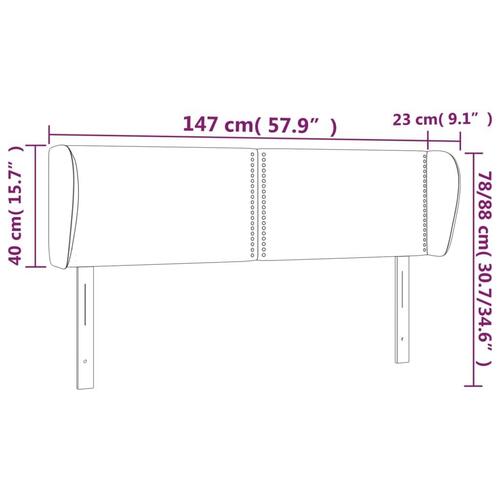 Sengegavl med kanter 147x23x78/88 cm stof cremefarvet