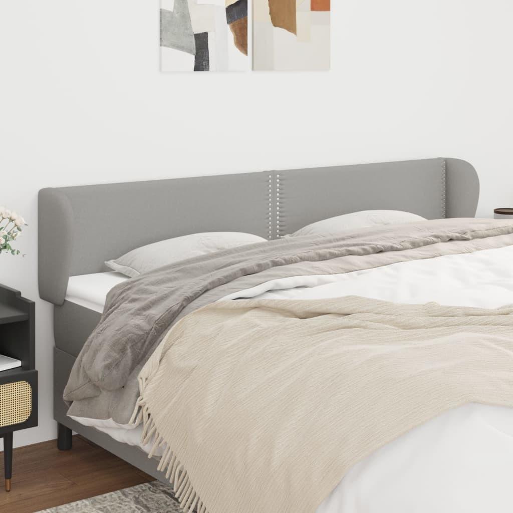 Sengegavl med kanter 203x23x78/88cm stof lysegrå billede