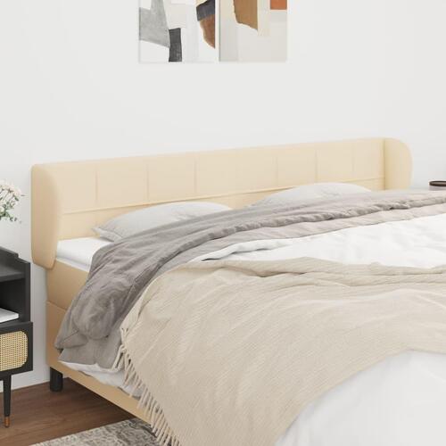 Sengegavl med kanter 163x23x78/88 cm stof cremefarvet