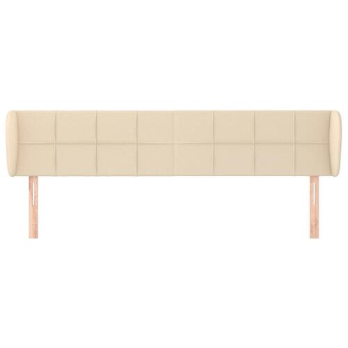 Sengegavl med kanter 163x23x78/88 cm stof cremefarvet