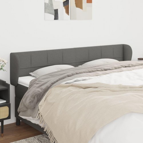 Sengegavl med kanter i stof 183 x 23 x 78/88 cm - mørkegrå