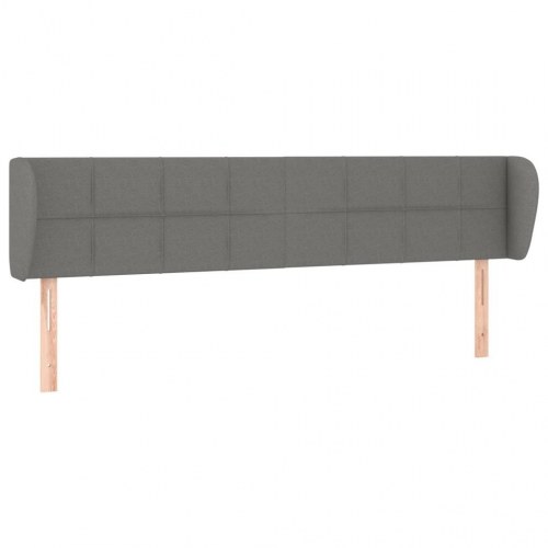 Sengegavl med kanter i stof 183 x 23 x 78/88 cm - mørkegrå