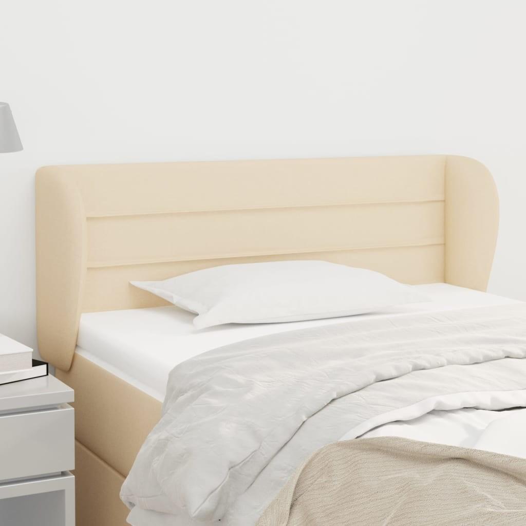 Sengegavl med kanter 103x23x78/88 cm stof cremefarvet billede