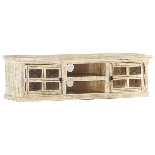 Tv-skab 130x30x36 cm massivt mangotræ hvid
