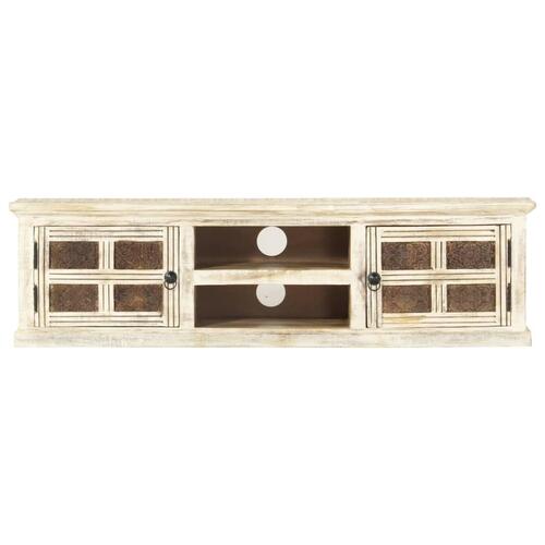 Tv-skab 130x30x36 cm massivt mangotræ hvid