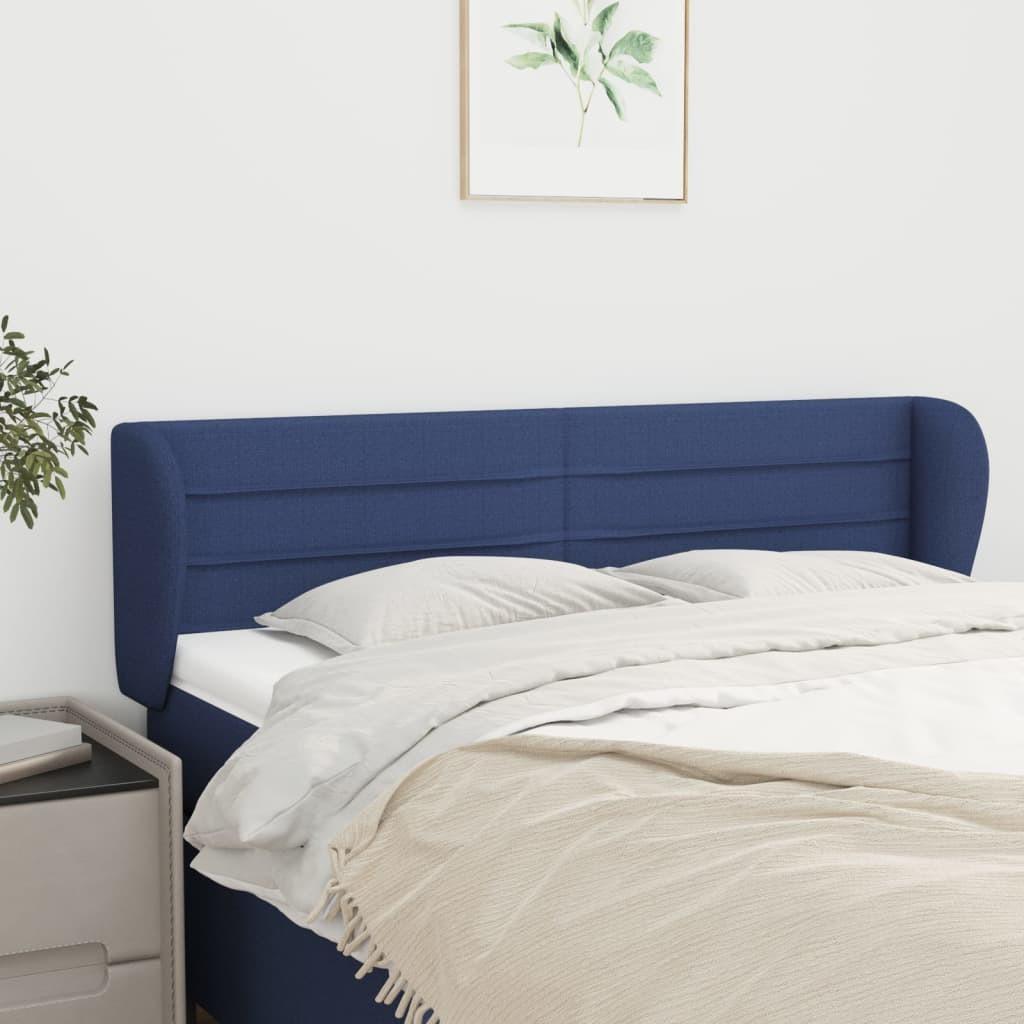 Sengegavl med kanter 147x23x78/88 cm stof blå