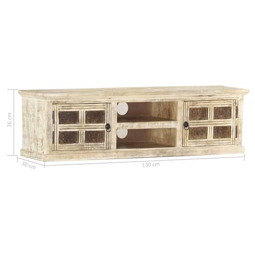 Tv-skab 130x30x36 cm massivt mangotræ hvid