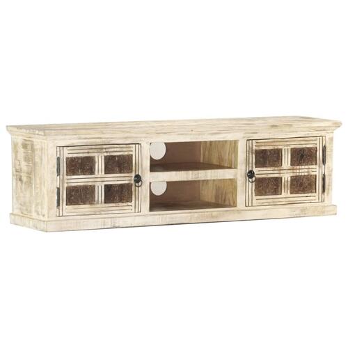 Tv-skab 130x30x36 cm massivt mangotræ hvid