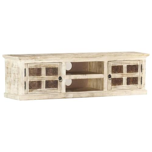 Tv-skab 130x30x36 cm massivt mangotræ hvid