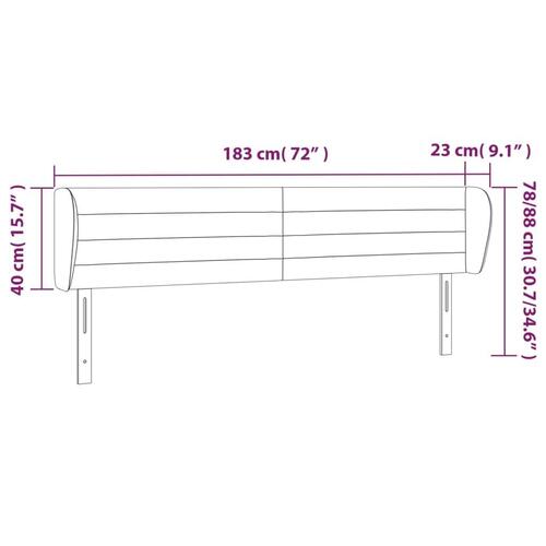 Sengegavl med kanter 183x23x78/88 cm stof cremefarvet