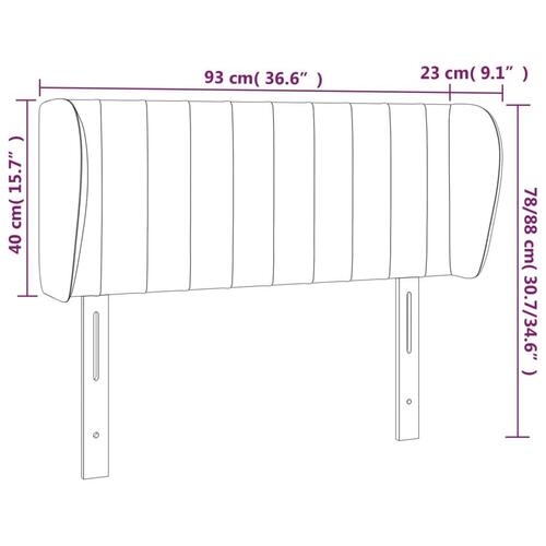 Sengegavl med kanter 93x23x78/88 cm stof cremefarvet