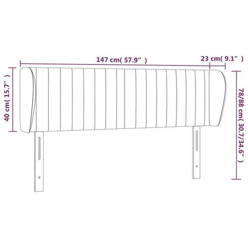 Sengegavl med kanter 147x23x78/88 cm stof cremefarvet