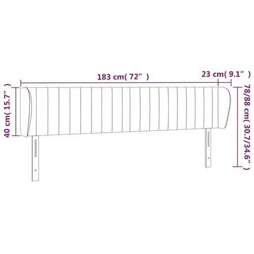 Sengegavl med kanter 183x23x78/88 cm stof cremefarvet