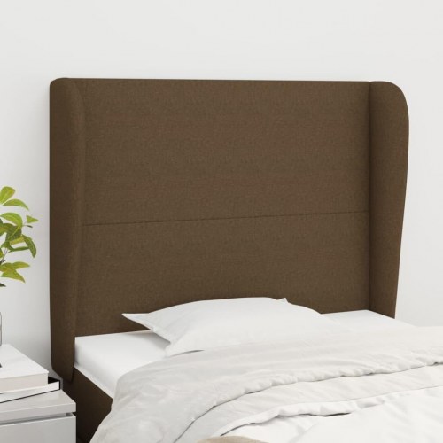 Sengegavl med kanter 83 x 23 x 118/128 cm stof - mørkebrun