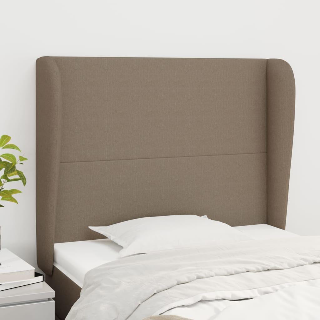 Sengegavl med kanter 83x23x118/128 cm stof gråbrun