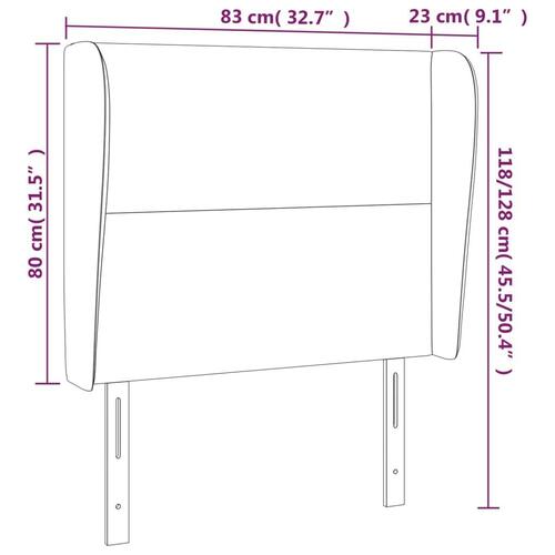 Sengegavl med kanter 83x23x118/128 cm stof cremefarvet