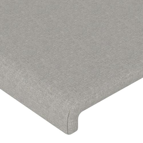 Sengegavl med kanter 93x23x118/128 cm stof lysegrå