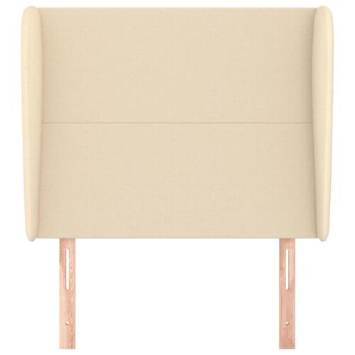 Sengegavl med kanter 93x23x118/128 cm stof cremefarvet