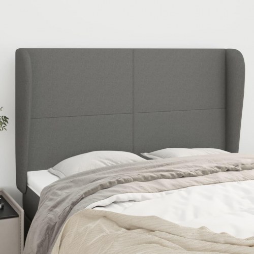 Sengegavl med kanter 147 x 23 x 118/128 cm - mørkegrå