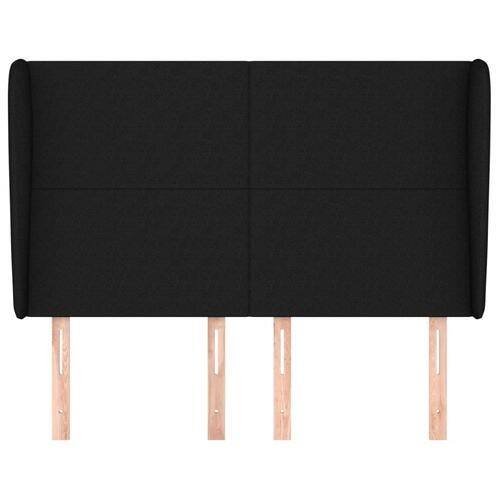 Sengegavl med kanter 147x23x118/128 cm stof sort